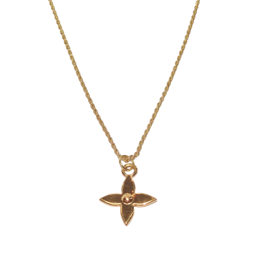 LV Monogram Flower 18ct gold rope chain necklace