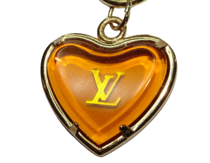 LV Heart Charm 18ct gold double paperclip chocker toggle necklace