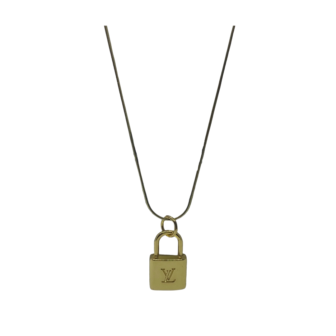 ALTERED 23ct Gold Plated Toggle Necklace with Black LV Zip Pendant