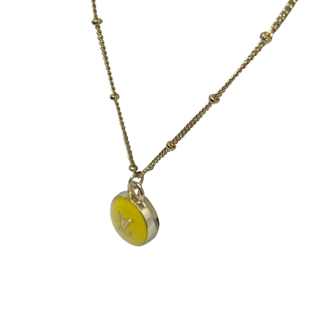 Reworked LV Necklace - Yellow LV Charm - zbyzo