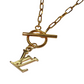 Iconic LV Monogram 18ct gold paperclip toggle necklace