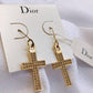 2003 Christian Dior Gold Oblique Crystal Cross Rope Chain Necklace - zbyzo